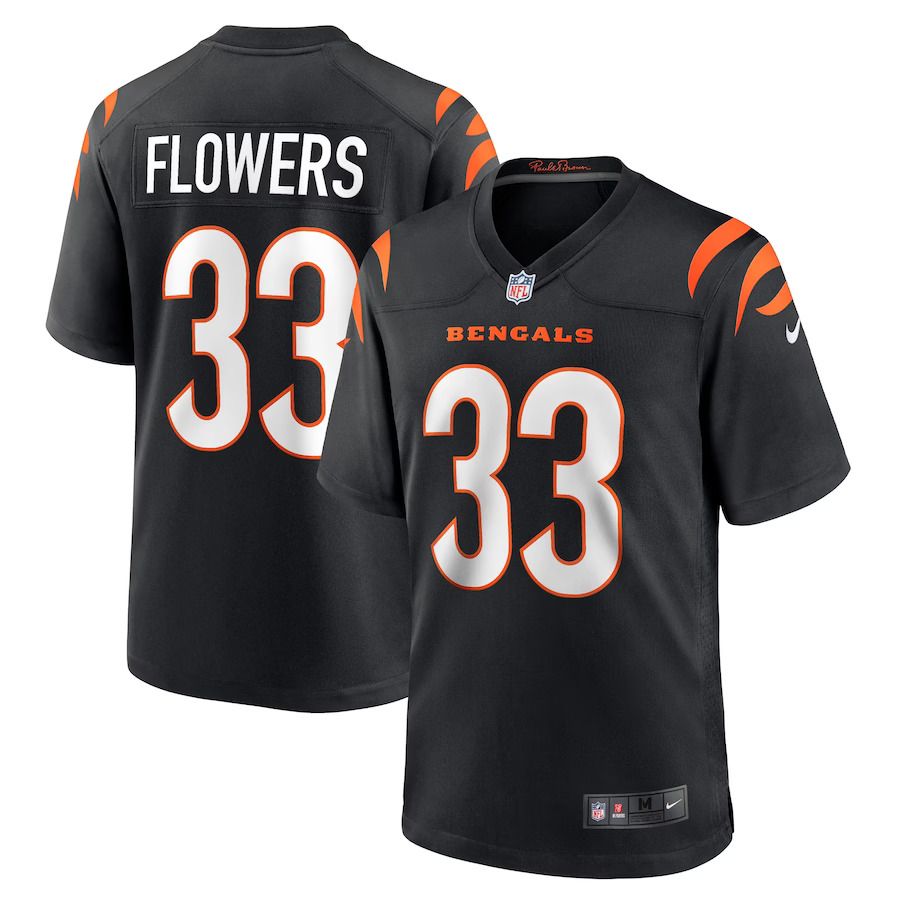 Men Cincinnati Bengals #33 Tre Flowers Nike Black Game NFL Jersey